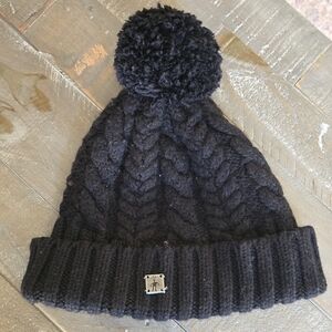 Smartwool Merino Wool/Acrylic Pom Pom Knit Beanie Cap Hat BlK OS